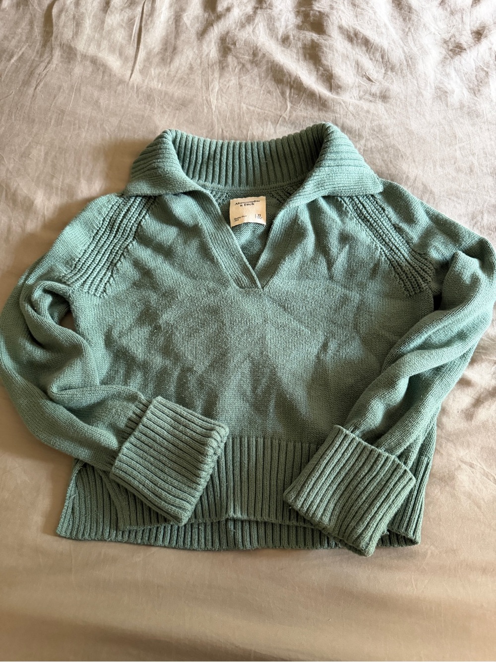 American Eagle Cozy Ribbed CollarSweater - Mint Green